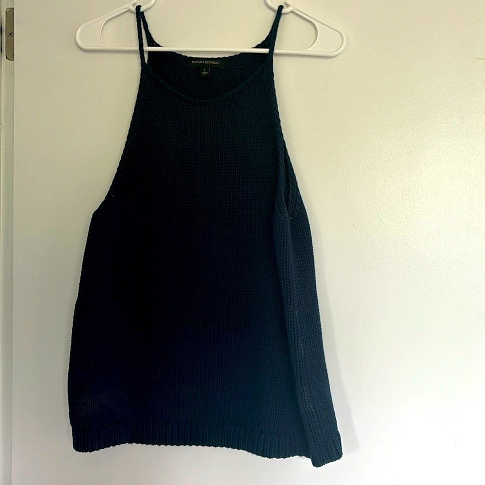 Banana Republic cable knit sweater tank, Navy Blue, sized large